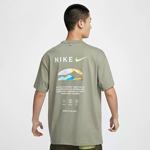 耐克（NIKE）短袖男装夏季新款背面印花透气运动潮流时尚休闲圆领t恤 HF6172-053 S