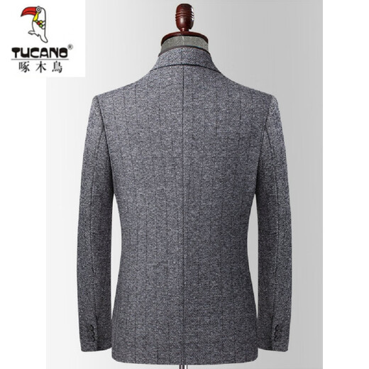 Woodpecker (TUCANO) woolen suit jacket men's casual single Western Korean version slim fit thick knitted stretch suit top single autumn and winter style gray wool thick section 175 L 120-135Jin Jin is equal to 0.5 kg