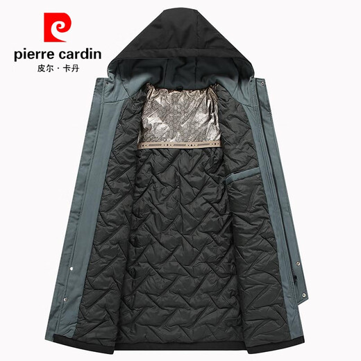 皮尔卡丹（pierre cardin）加绒加厚风衣外套男秋冬季中长款棉衣潮牌宽松加肥加大码胖子大衣 YB0080黑(石墨烯) 中长款外 加厚 6XL 220-239斤穿