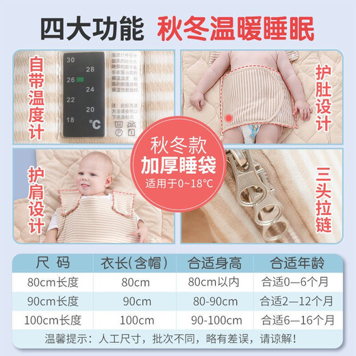 Saint Bain (sepeon) Newborn Baby Sleeping Bag Newborn Baby Autumn and Winter Anti-Kicking and Jumping Quilt Children's Sleeping Bag Pure Cotton Supplies Autumn and Winter Astronaut Shoulder and Belly Protection Temperature M Code (90*50cm) 3-12 Months Baby