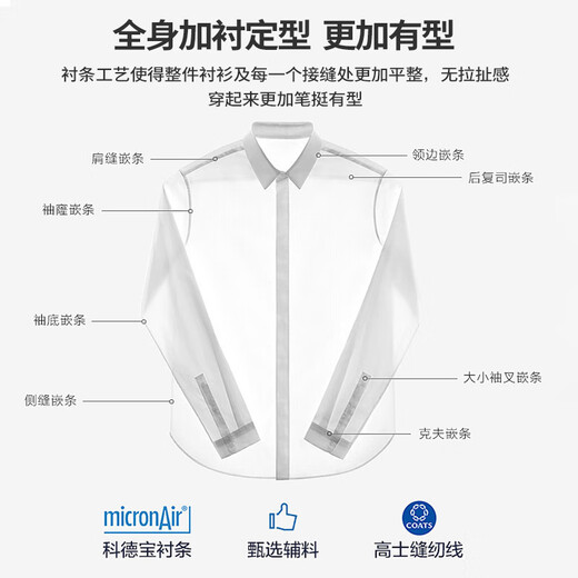 Shanshan (FIRS) 100-count pure cotton DP no-iron long-sleeved shirt men's four-season business casual anti-wrinkle formal men's shirt