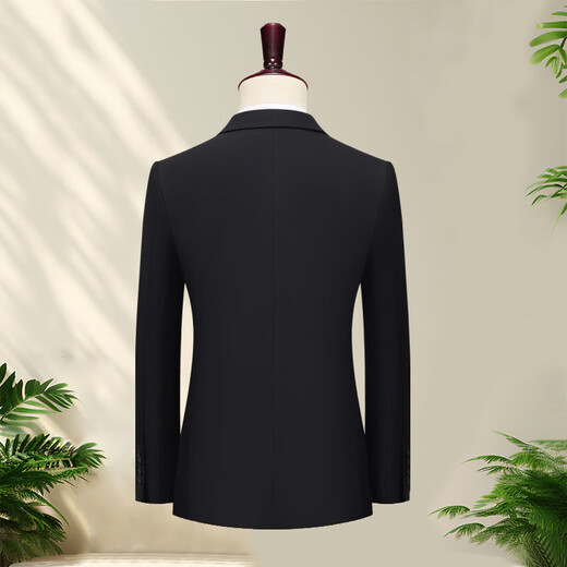 DVHNMK luxury brand men's suit suit men's formal business casual wedding dress single-row two-button suit navy blue (suit + trousers) ready stock 4XL (recommended 158-175 Jin Jin equals 0.5 kg) ready stock fast