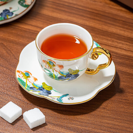 Yanze New Chinese Tea Set Living Room Light Luxury High-end Afternoon Tea Teapot Teacup Complete Gift Box Cup Set Lotus Pond Spring Color 17-piece Set-Rectangular Shelf