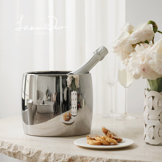 Lamomedeco Nordic stainless steel ice bucket champagne bucket red wine iced beer thickened ice bucket household wine set model room decoration island Ailan ice bucket