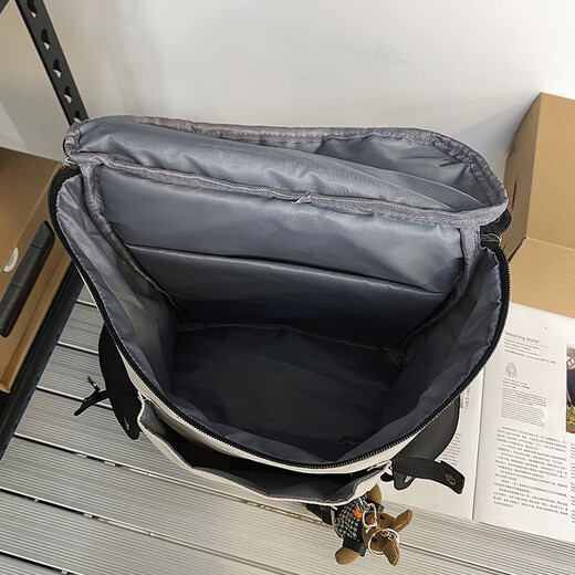 Bonaling -Rucksack für Männer Freizeitreisen für Männer Rucksack für Junior High School und High School College Schüler Schoolbag für Männer große Kapazitätsfahrerbag Großer Cover -Rucksack [Anhänger + Badge] Schwarz und Weiß