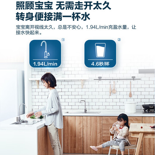 安吉尔净水器家用600G魔方1900过滤器RO反渗透1.94L/分钟无桶大通量厨下式自来水纯水机直饮净水机 魔方1900+前置3524