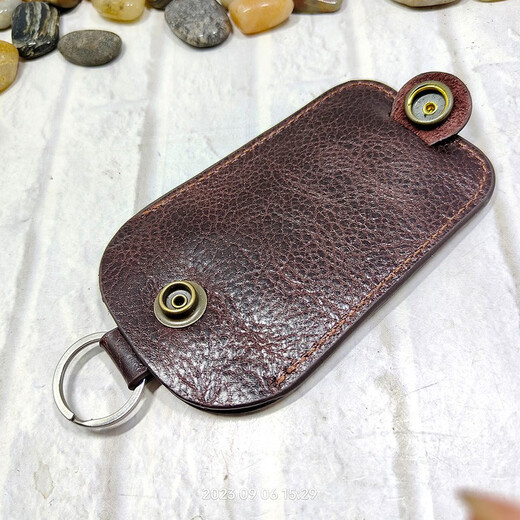 Bronck Pull-out kleine Schlüsselbeutel Mini Ultra-dünn tragbarer Männerkopfschicht Cowide Draw String Key Cover Key Bag Damen 1858 S-vegetierbares Bräunungskoffer
