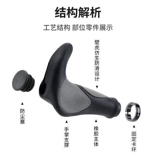 Captain Tas Mountain Bike Handlebar Cover Cow Sheep Horn Vice Handle Bike Grip Comfortable Meat Ball Anti-Slip Handle Cycling Handle Cover Accessories Sheep Horn White - Aluminum Alloy Vice Handlebar (With Tools)