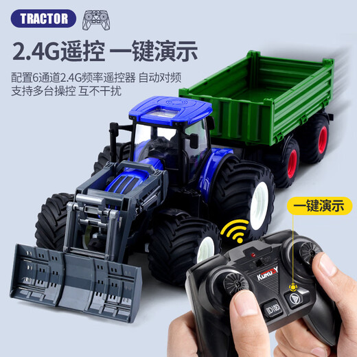 Tractor CAR de juguete con un cubo de automóvil Aloy Electric Remote Control Transporte de ingeniería agrícola de niños Vehículo de volcado de cosechadora grande 9913
