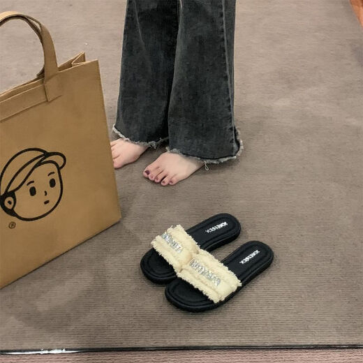 金盈姿网红平底拖鞋外穿夏2025新款时尚百搭一字拖仙女风沙滩凉拖鞋 主图款 35