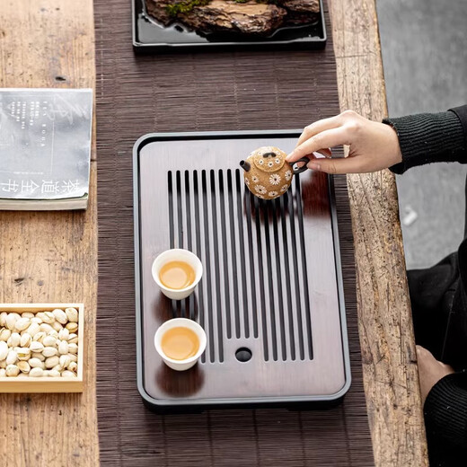 Home Easy Bamboo Small Tea Table Tea Tray Kung Fu Tea Set Tea Ceremony Accessories Small Tray Simple Water Storage Drainage Tea Tray Large