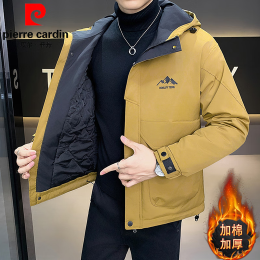 Pierre Cardin high-end jacket men's assault top autumn and winter 2025 new velvet thickened warm casual short jacket youth military green 3XL 160-180Jin Jin equals 0.5 kg