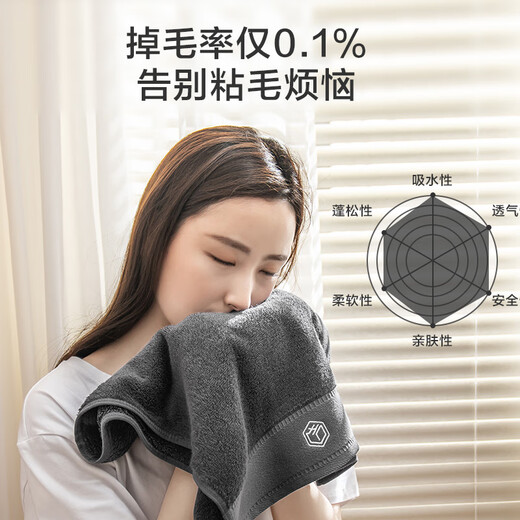 Made in Tokyo, 180g thickened and soft towels, five-star hotel type A pure cotton, large adult men and women towels, 2 pieces, elegant gray