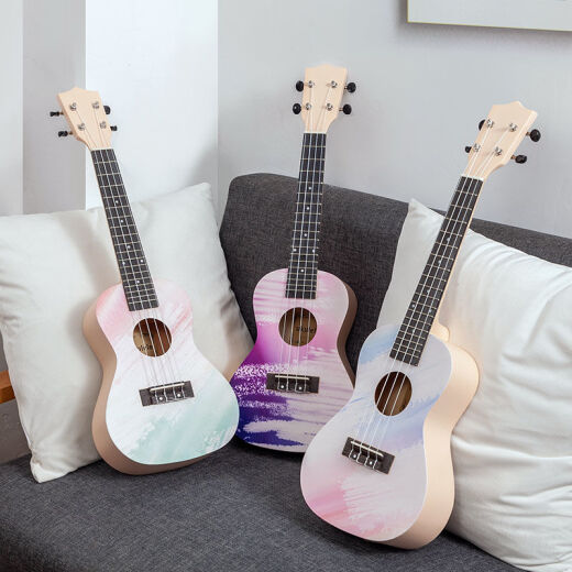 
High-value ukulele beginners, students, adults, females and internet celebrities can play small guitars 23-inch graffiti purple standard version