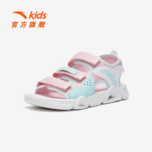 ANTA Children's Sandals Girls' Shoes Summer Big Children's Mall Same Style Open-Toe Breathable Beach Sandals Women's Fruit Pink/Ice Blue/Anta White-3 36