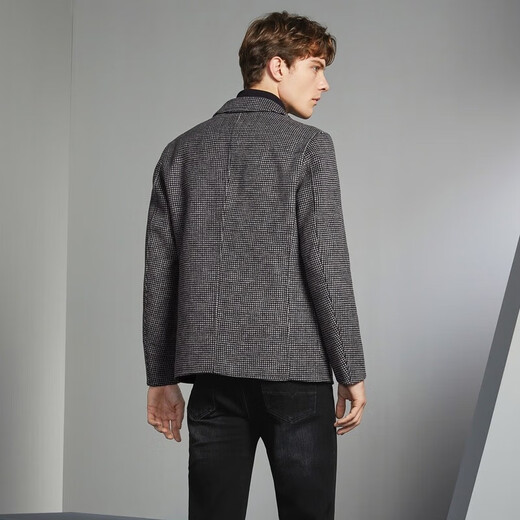
Seven brand [wool] suit jacket for men in spring new fashion trend slim single jacquard anti-wrinkle suit for men black B48 (175/96B)