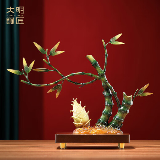 大明铜匠节节高升新中式铜竹子摆件升职乔迁开业礼品客厅办公室桌面父亲节