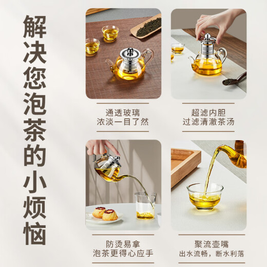 金灶（KAMJOVE） 玻璃泡茶壶 飘逸杯小茶道杯304茶水分离杯耐热玻璃茶壶迷你茶具 【断水利落】AM-718 250ml