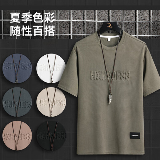 夏品丽潮蓄短袖T恤男夏季s潮牌男装2024新款色休闲半袖上衣美式钢印 829 -110斤
