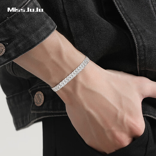 Miss JuJu platinum bracelet for men, fashionable pt950 platinum snake pattern chain, trendy men's wide face, thick and versatile bracelet, weight 14.59 grams, length 18cm, thickness 5.4mm