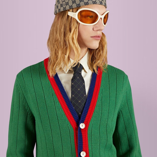 GUCCI Gucci Double G and plaid silk jacquard tie [Chinese Valentine's Day gift] Blue All size