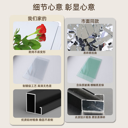 新艺鸿运（XINYIHONGYUN）家用穿衣镜宿舍全身镜落地现代简约镜子立体镜高清换衣镜衣帽镜 轻奢金 70*170【破损包赔 高清防爆】