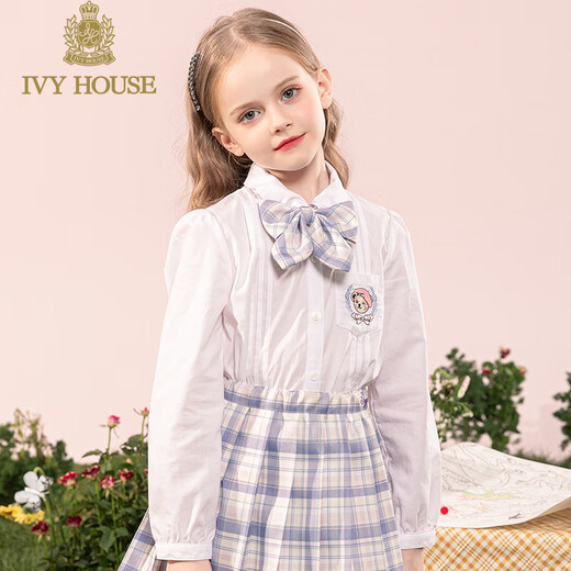 IVY HOUSE Ivy children's clothing girls spring new parent-child clothing JK long-sleeved shirt sweet, cute, comfortable and versatile college style white 120cm (120/56)