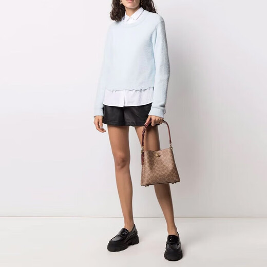 Entrenador (entrenador) Bolso de mujeres, bolso de mochila de bucket de sauce de estilo femenino, bolso de cuerpo cruzado de un solo hombro de moda, regalo de cumpleaños para novia, marrón C3890 B4NQ4