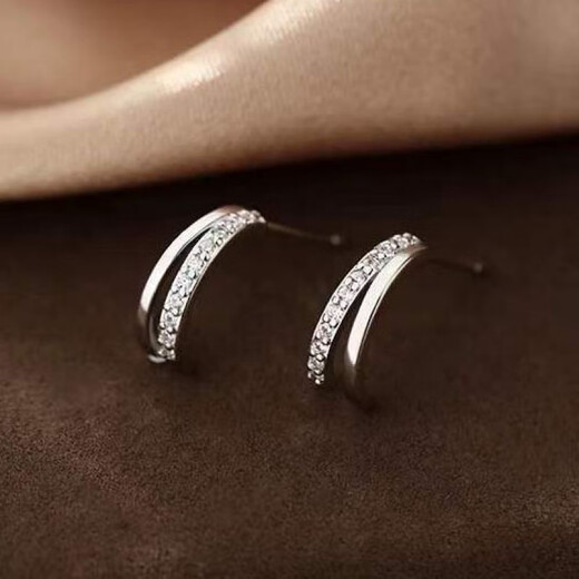 DL 1998 Fat Donglai same style platinum pt950 earrings for women moissanite double hoop earrings female sense platinum earrings earrings temperament platinum double hoop earrings