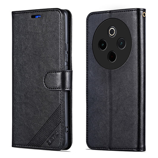 Yazunshi vivo Y300Pro flip leather case mobile phone case y300Pro+ 5G protection anti-fall front and rear all-inclusive V2410A soft shell flip wallet style retro business men and women new style black
