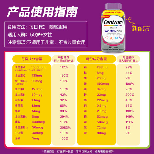 Shancun overseas, middle-aged and elderly women's complex vitamin B group VCED3 calcium magnesium zinc selenium potassium nicotinamide folic acid 275 tablets