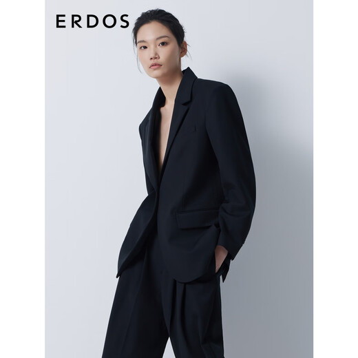 ERDOS simple silhouette suit, elegant and slim business commuter suit jacket for women, black L 165/88A