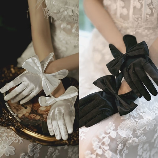 Fu Qirui Elastizität und elegantes Hochzeitskleid rösten Handschuhe koreanische Kurzspitzenschuhe Hochzeit XiUhe Wein rote Handschuhe rote Chrysanthemen kurz