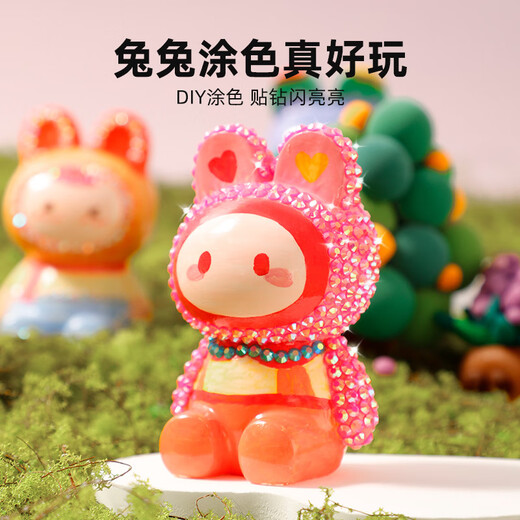 Xiaoling Toy Colored Doll Gips DIY Kaninchen handbemalte farbige Spielzeug Graffiti Weißer Embryo Gips Workshop-Kaninchen-Kaninchen-Künstler