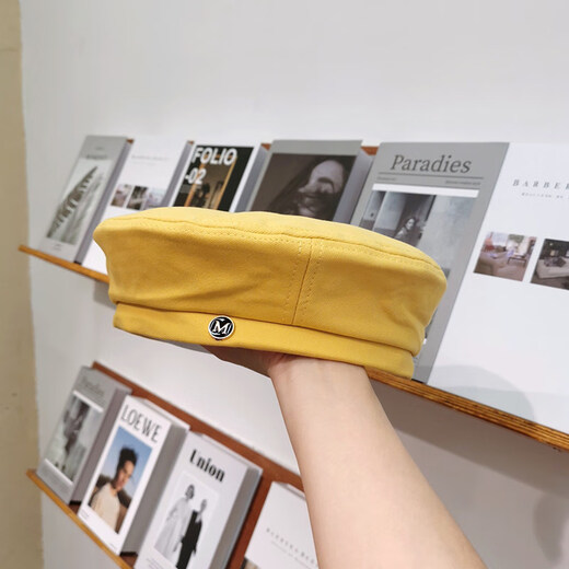 Hetong beret women's thin summer octagonal hat Korean style Japanese style British retro painter hat trend QT-221 black M (56-58cm)