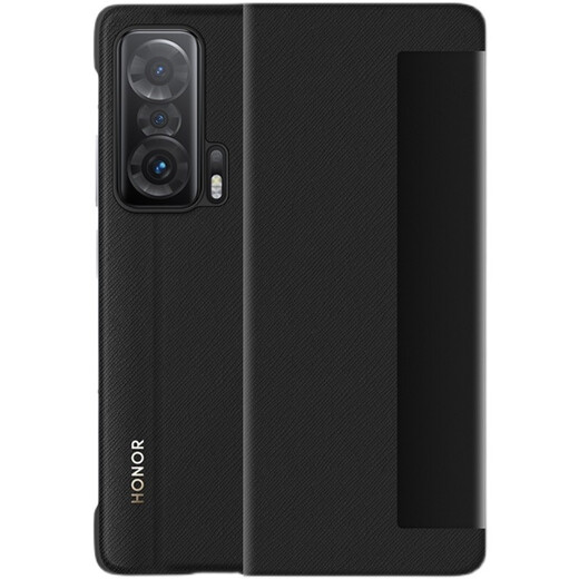 Honor Magic V original folding screen mobile phone case magicv smart window bracket genuine leather protective case original flip-type full-inclusive anti-fall new 5G smart window protective case (obsidian black)