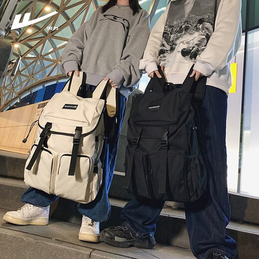 回力（Warrior）短途旅行背包女大容量轻便户外旅游登山双肩包男大学生高中生书包 白色（轻便防泼水）