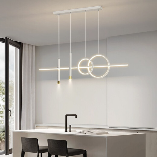 Guanmu Lampe Set Living Room Strimpes Trois chambres et deux salons Lument de plafond Luxury Luxury Modern Simple Style Restaurant Éclairage DP2131-1050 Wuji LED (blanc + noir) Installation de colis