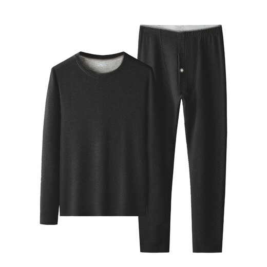 MiiOW New MiiOW Cashmere Silk Thermal Underwear Set Men's Autumn and Winter Plus Velvet Thickened Bottoming Slim-Fit Sweater Khaki XL (121-140Jin Jin equals 0.5kg)