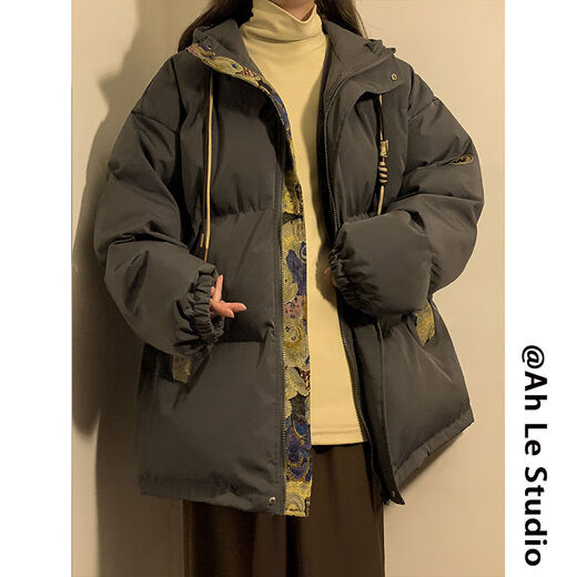 AEMAPE RETRO WINTER COTTY COUNTY para hombres y mujeres Bear Jacquard Chaqueta con capucha con capucha Chaqueta de niño engrosada de moda M6636 M6636 Negro (chaqueta de algodón de tres barras) M [Recomendado: 90-110Jin [Jin iguala aproximadamente 0.5 kg]]