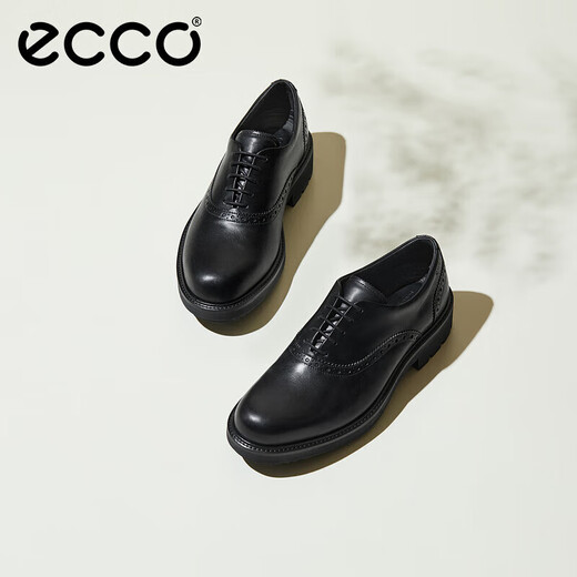 ECCO Leather Shoes for Men Waterproof, Breathable and Heightened Business Formal Oxford Shoes City Oslo 550284 Black 41