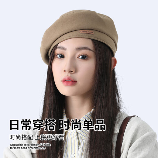 Antarctic Hat Winter Women's Large Head Circumference Beret Showing Face Small Fashionable Retro Versatile Painter Newsboy Hat Women Brown