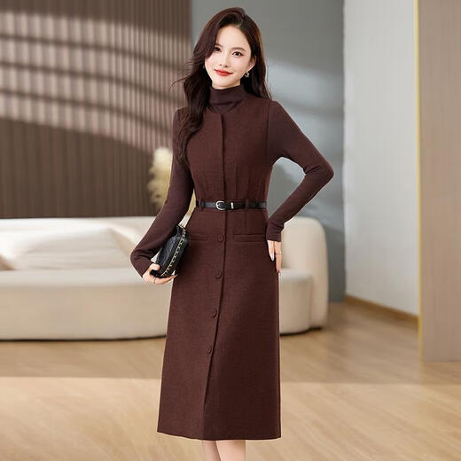 Bailanjiao high-end western-style woolen thickened suspender vest dress two-piece set for women 2025 spring and autumn new suit skirt gray XL