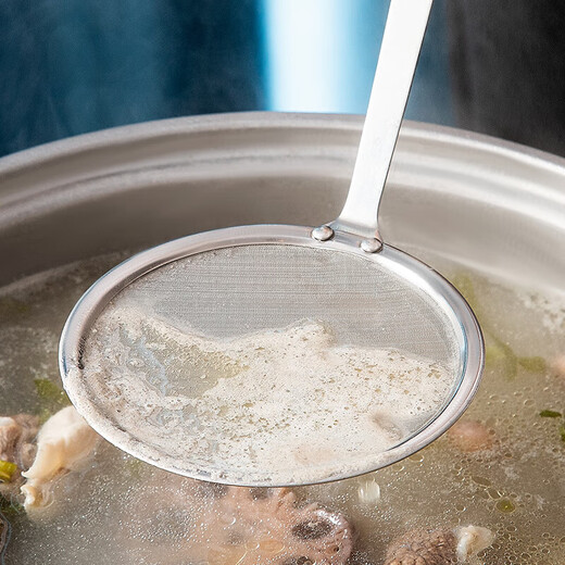 Famanmei Foam Löffel, Schaumstoff Colander feines Netz, super dichter Haushaltsküche 304 Edelstahl Skimming Dichtes Netz SN6629 304 Feines Netz [flacher Boden] Kleine Größe