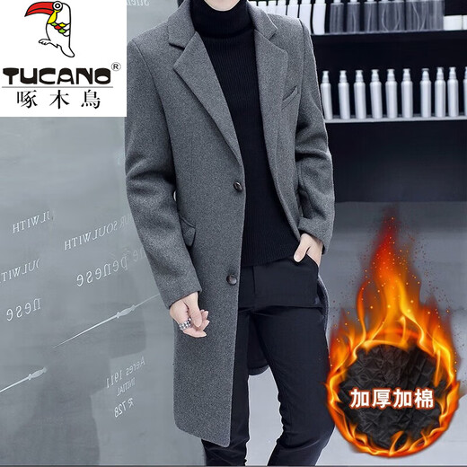 Woodpecker (Tucano) Herrenhaus 2025 Neuer Winterschatzmantel für koreanische Style Slim mittelgroße Wollmantel verdicken Jacke und Baumwollschwarz 2xl 132-145jin [Jin ist gleich 0,5 kg]