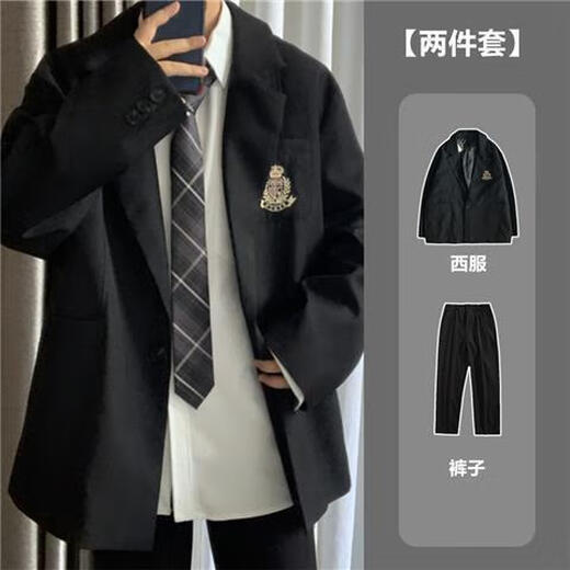 望月砂高中生成人礼服西装男生休闲套装学院风情侣毕业礼服西服男大学生 外套05衬衫领带(三件装) XL