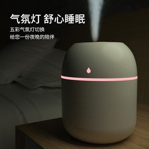 Behe Mini Humidifier Bedroom Home Office Desktop Car Low Noise Water Adding Small USB Air Humidifier Water Drop White Plug-in Model