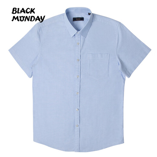 BLACKMONDAY夏季纯棉牛津纺衬衫男短袖全棉男士免烫时尚百搭商务休闲正装衬衣
