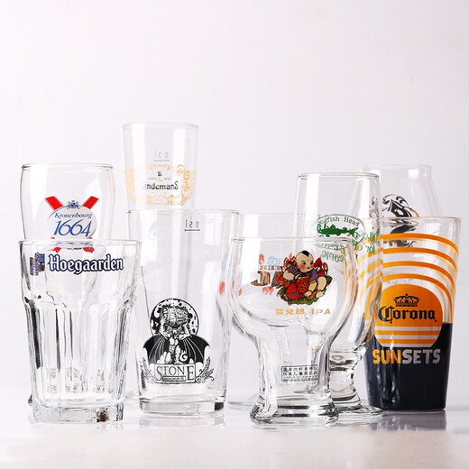 Multiple styles of lead-free glass beer mugs with logo, craft beer mugs, American IPA pint mugs, star rocket mugs, explosion mugs, various beer mugs, Fujia white beer mugs 330ML 2 pcs
