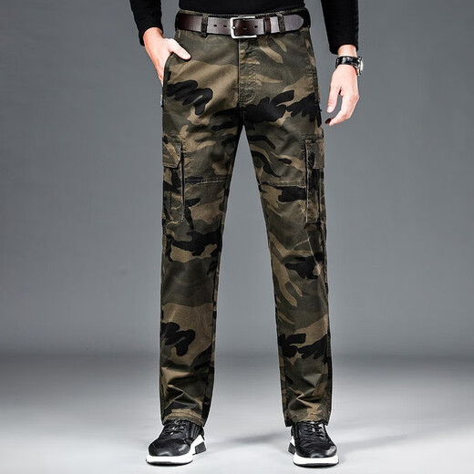 Jeep Spirit Spring und Herbst Herren lässige Hosen Herren Arbeithosen Mehrfachhose Lose großer Tarnhosen Männer Militärische grüne Hosen 9926 Militärgrün dickes Modell M 2 Fuß 2-2 Fuß 3